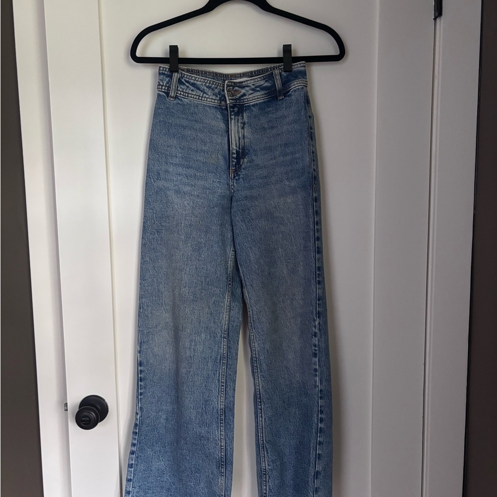 Mango Catherine High-Rise Wide Leg Women’s Jeans - Light Blue